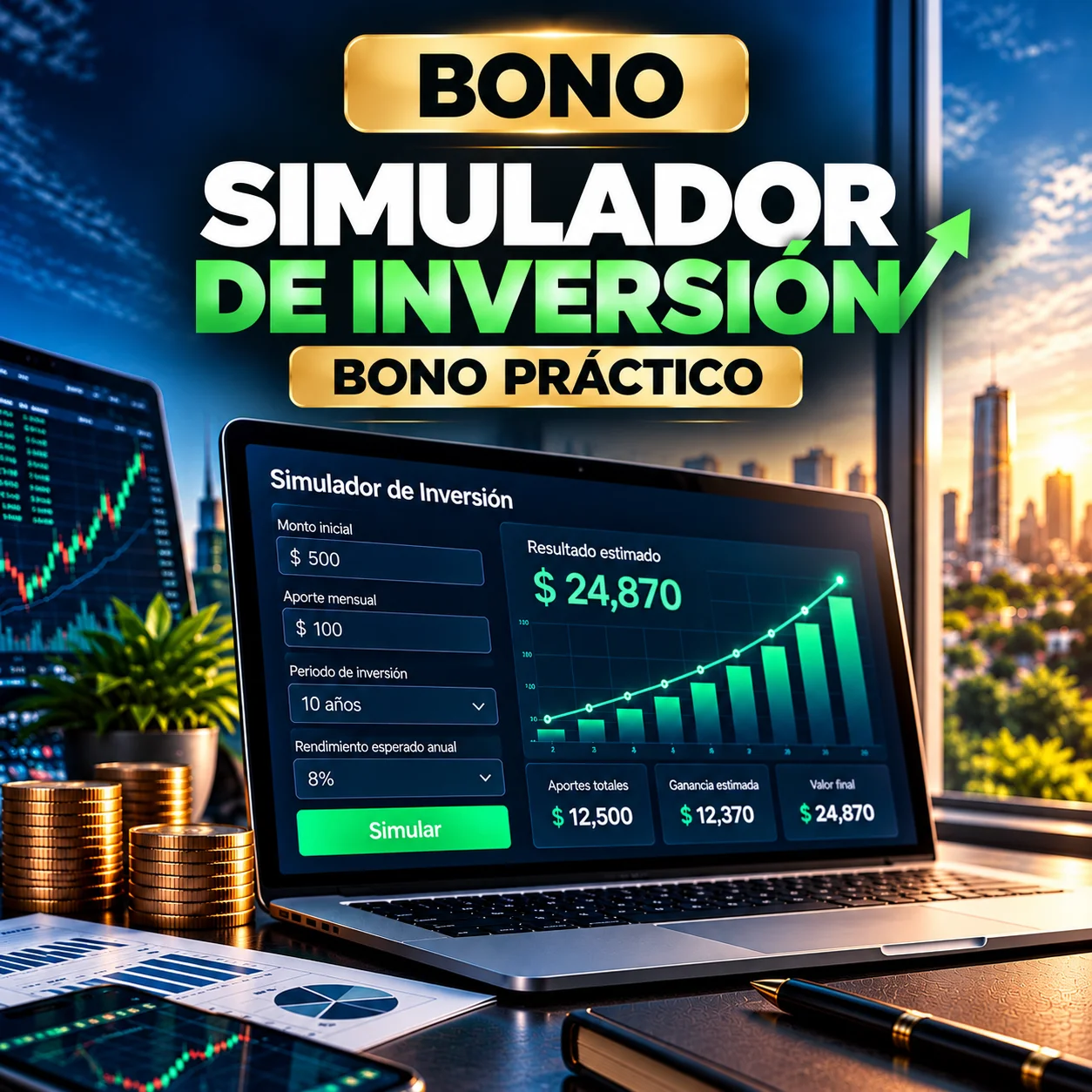 Simulador de inversión incluido como bono práctico