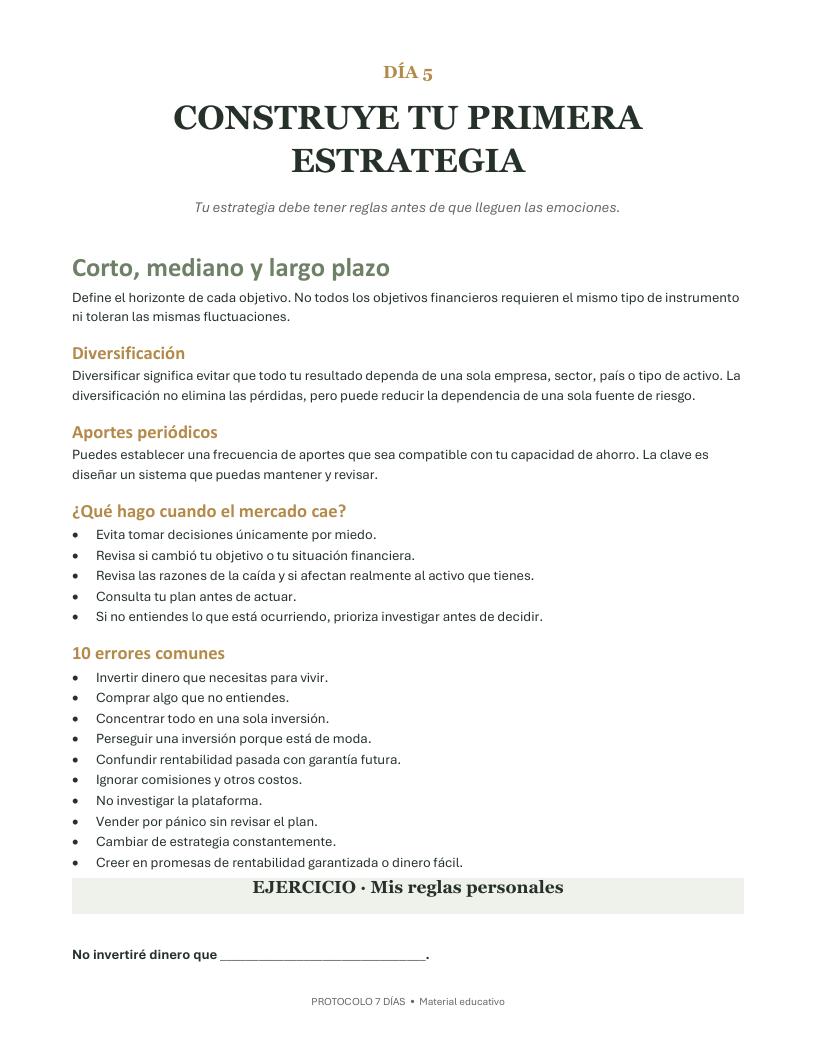 Página interior: Construye tu primera estrategia