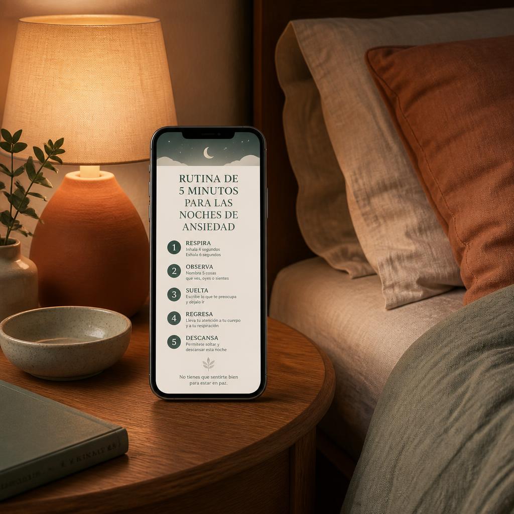 Mockup del bono 2: Rutina de 5 minutos para las noches de ansiedad